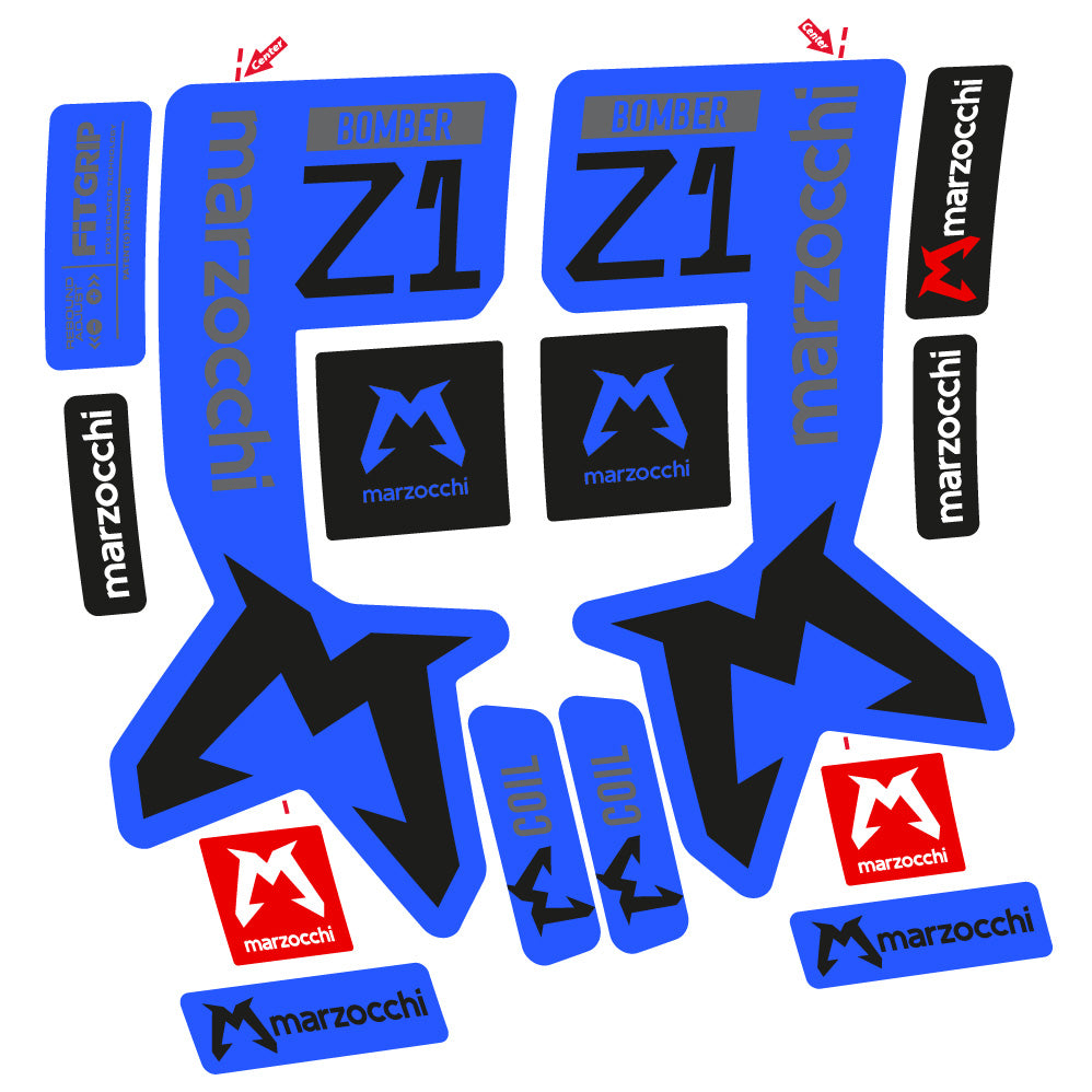 Autocollants compatibles avec la fourche Marzocchi Bomber Z1 29 pouces (modèles 2019 à 2025) | Autocollants VTT en vinyle