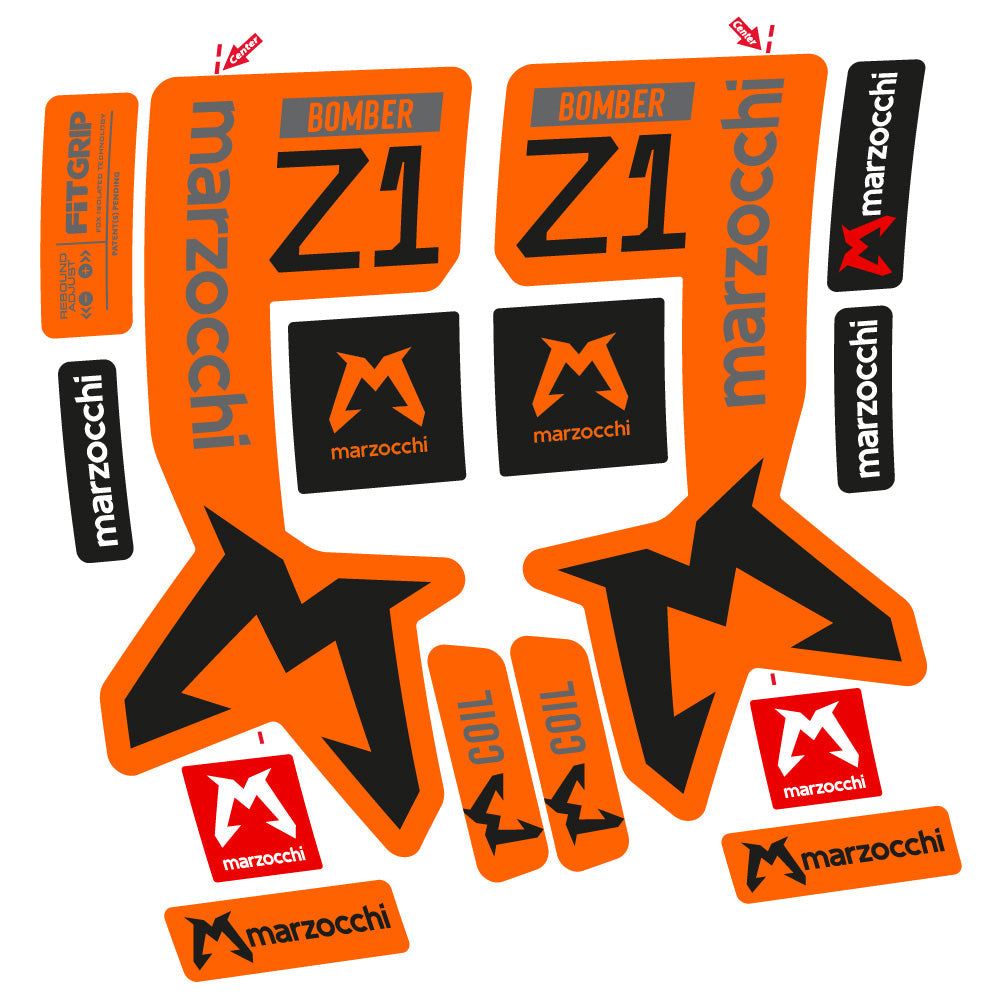 Autocollants compatibles avec la fourche Marzocchi Bomber Z1 29 pouces (modèles 2019 à 2025) | Autocollants VTT en vinyle