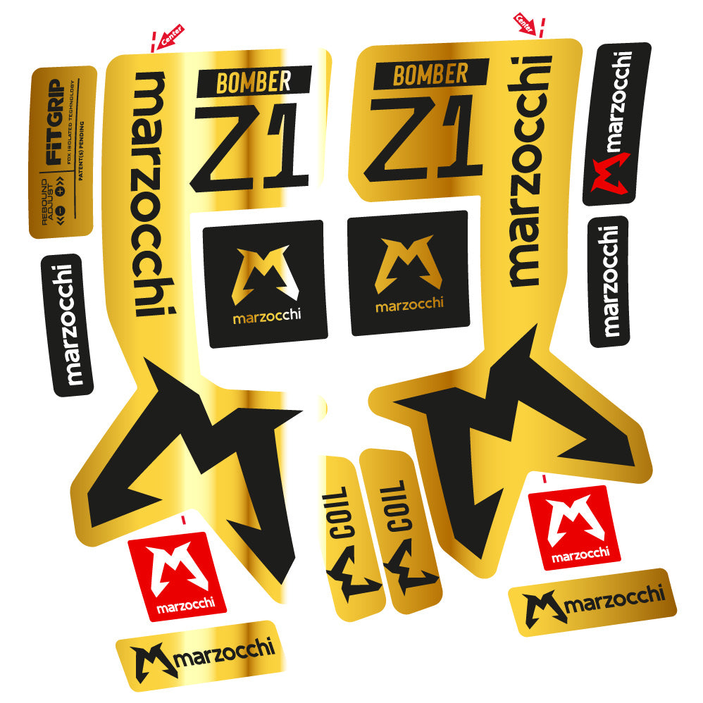 Autocollants compatibles avec la fourche Marzocchi Bomber Z1 29 pouces (modèles 2019 à 2025) | Autocollants VTT en vinyle