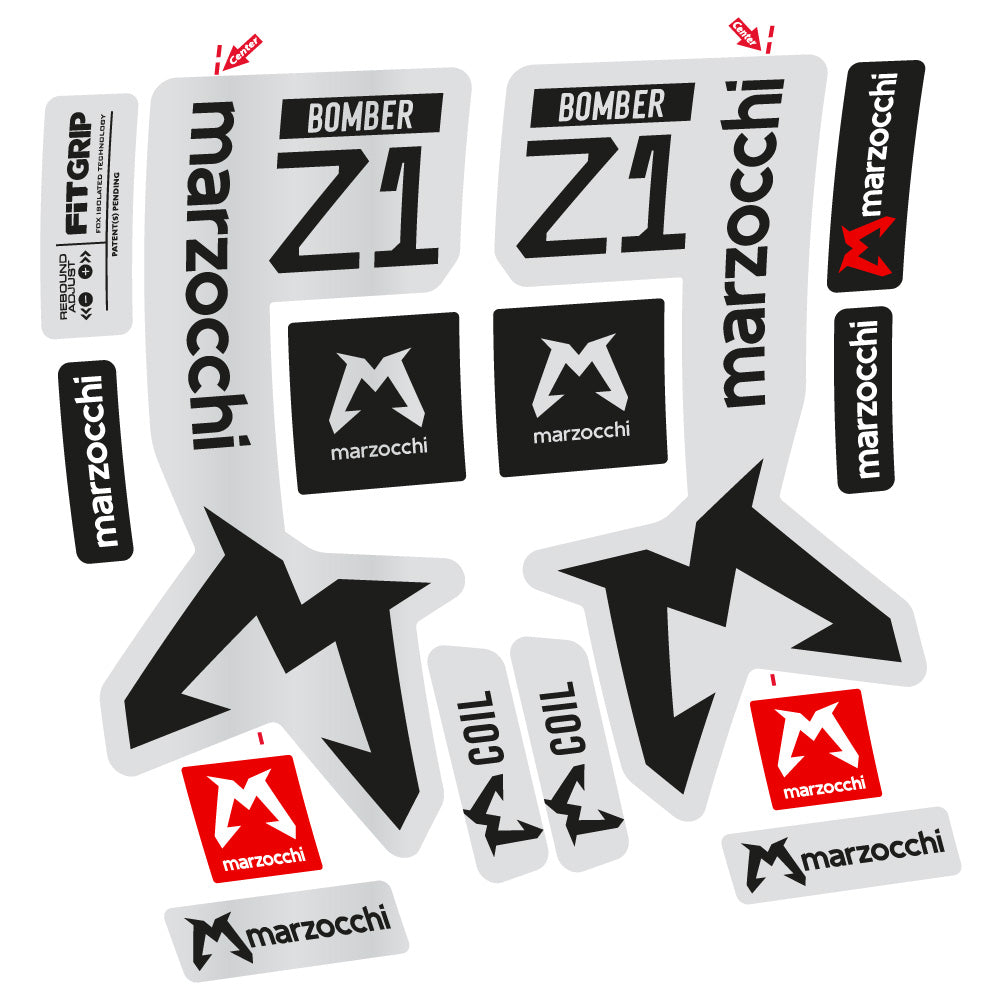 Autocollants compatibles avec la fourche Marzocchi Bomber Z1 29 pouces (modèles 2019 à 2025) | Autocollants VTT en vinyle