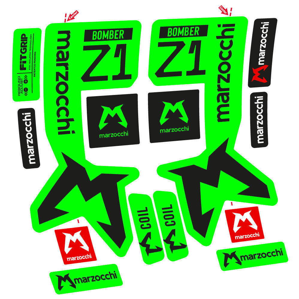 Autocollants compatibles avec la fourche Marzocchi Bomber Z1 29 pouces (modèles 2019 à 2025) | Autocollants VTT en vinyle