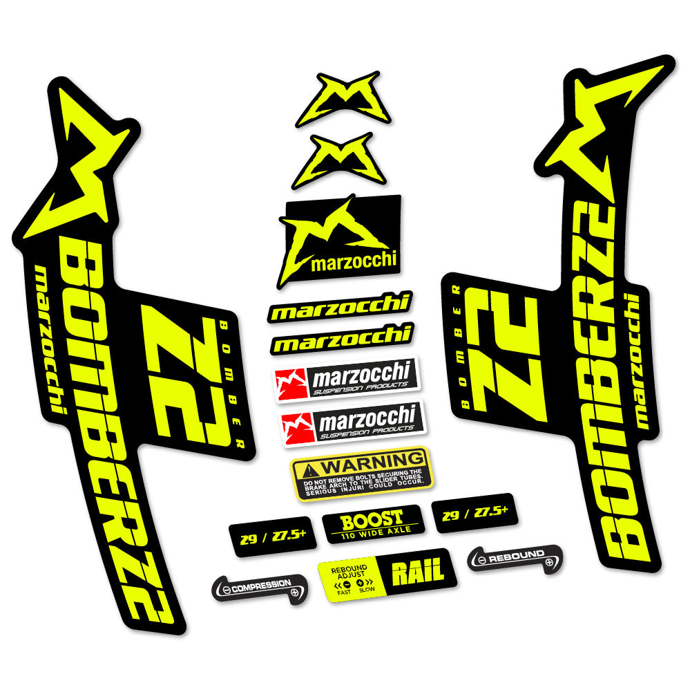 Autocollant Marzocchi Bomber Z2, Fourche 29, Autocollant Vélo vinyle