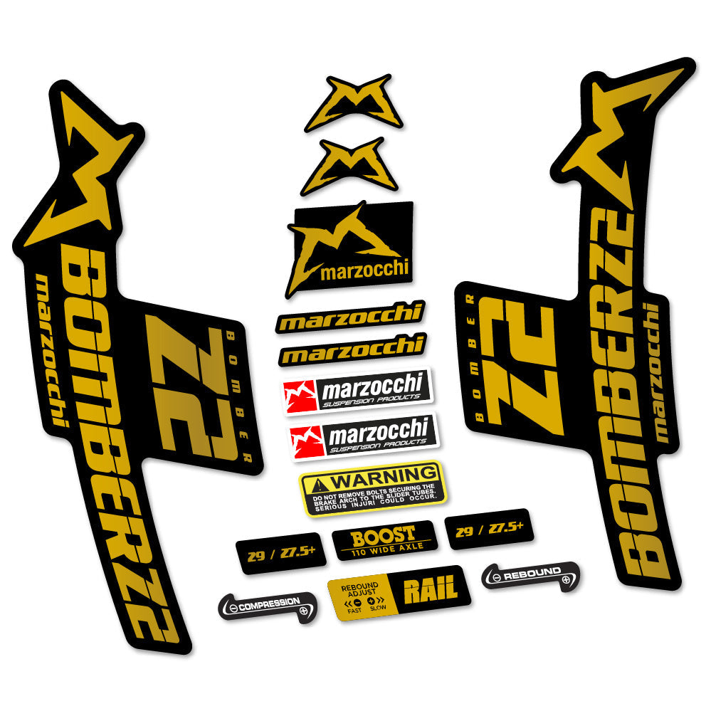 Autocollant Marzocchi Bomber Z2, Fourche 29, Autocollant Vélo vinyle