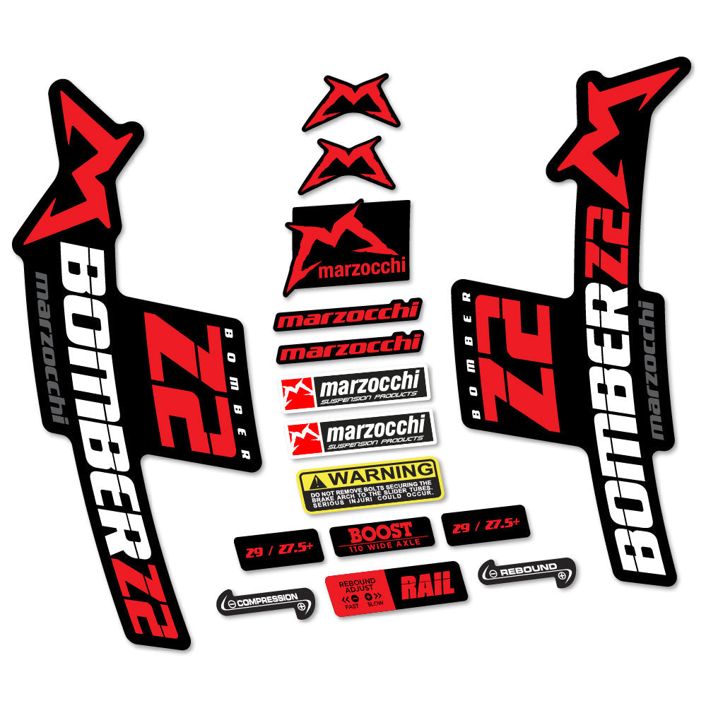 Autocollant Marzocchi Bomber Z2, Fourche 29, Autocollant Vélo vinyle