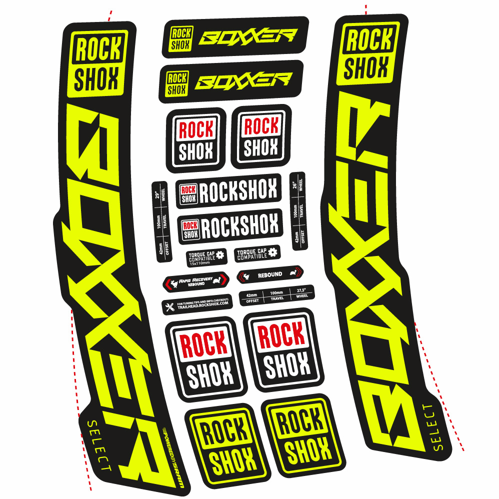 Autocollant Rock Shox Boxxer Select 2021, Fourche 29, Autocollant Vélo vinyle