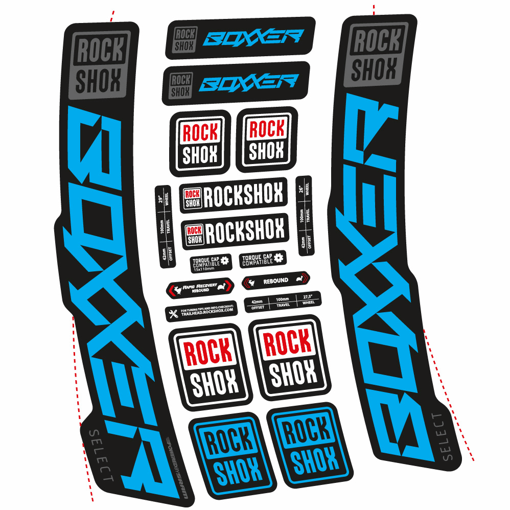 Autocollant Rock Shox Boxxer Select 2021, Fourche 29, Autocollant Vélo vinyle