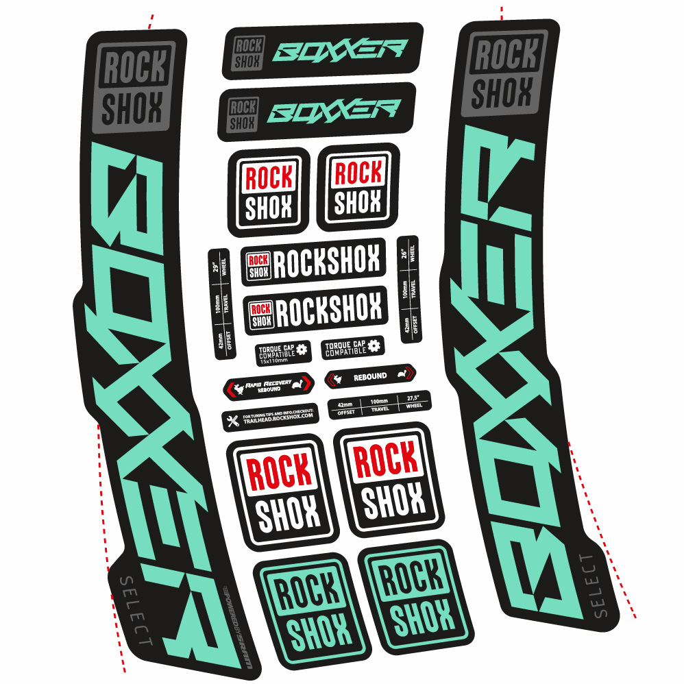 Autocollant Rock Shox Boxxer Select 2021, Fourche 29, Autocollant Vélo vinyle
