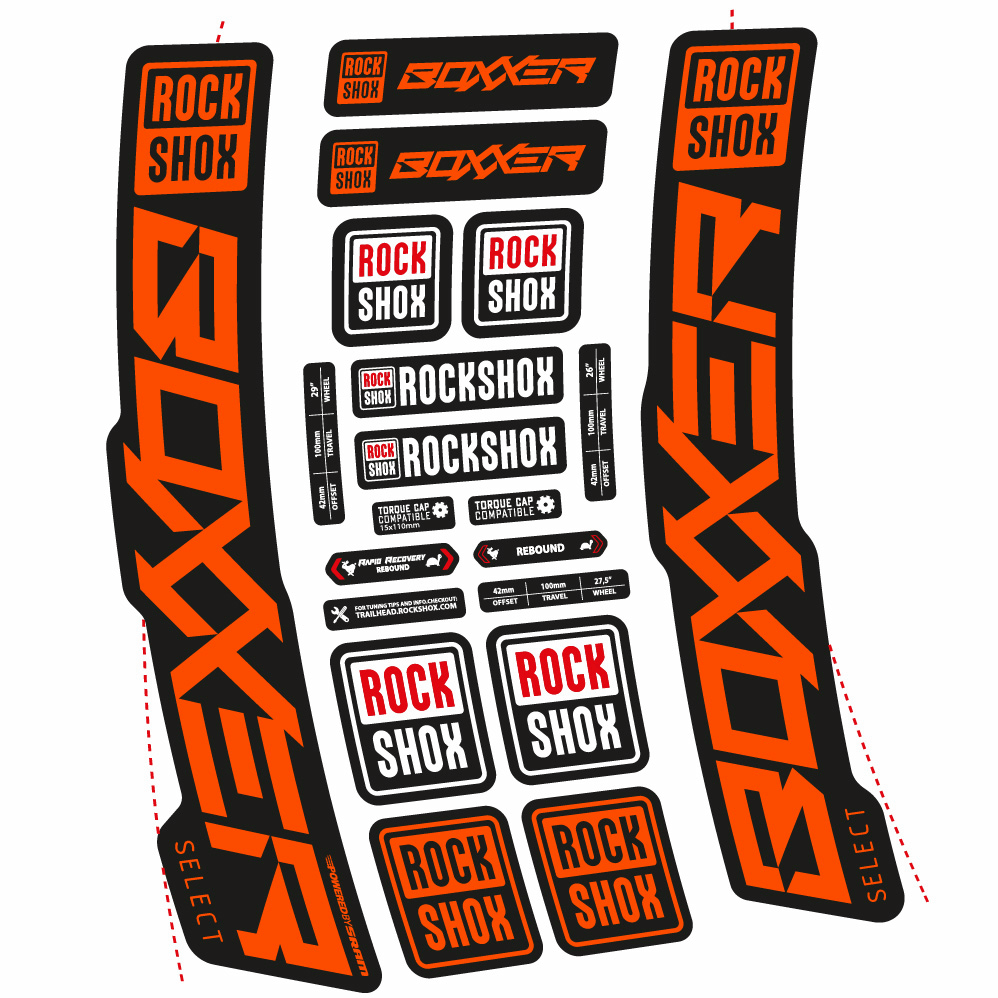 Autocollant Rock Shox Boxxer Select 2021, Fourche 29, Autocollant Vélo vinyle