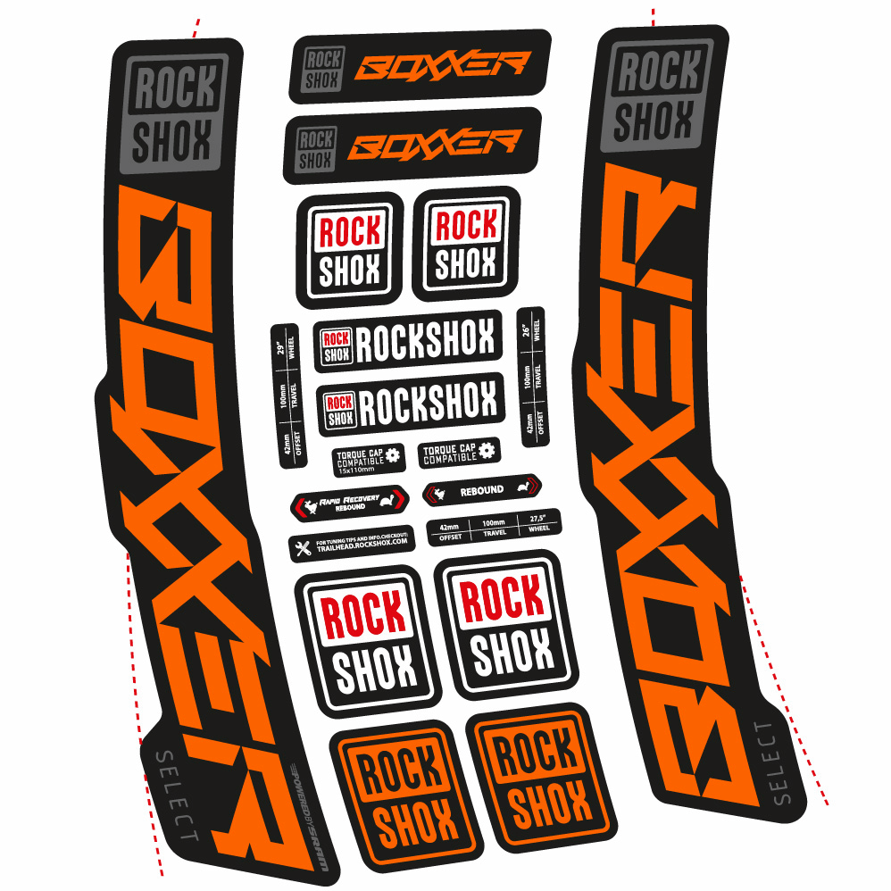 Autocollant Rock Shox Boxxer Select 2021, Fourche 29, Autocollant Vélo vinyle