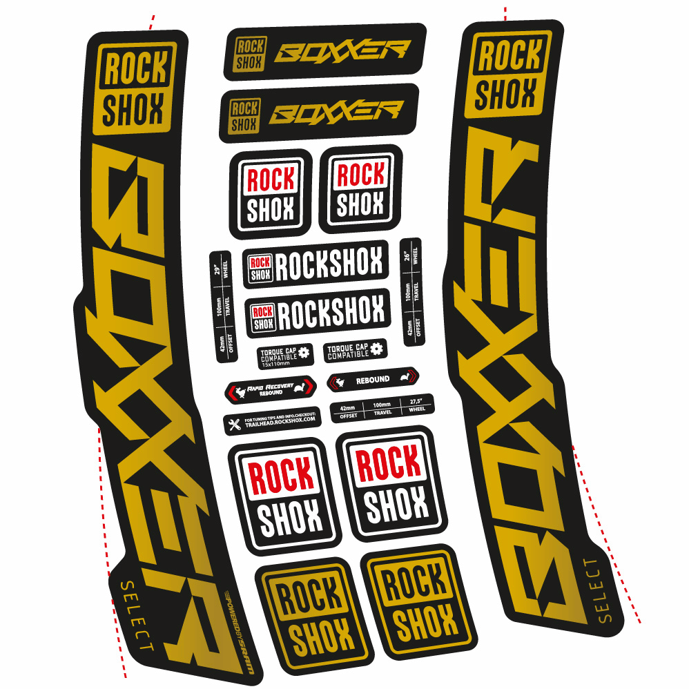 Autocollant Rock Shox Boxxer Select 2021, Fourche 29, Autocollant Vélo vinyle