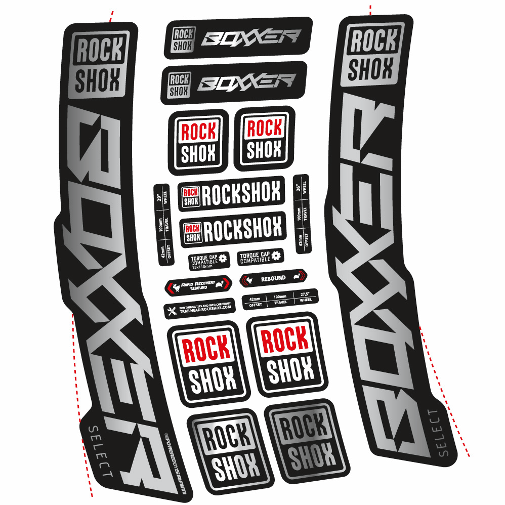 Autocollant Rock Shox Boxxer Select 2021, Fourche 29, Autocollant Vélo vinyle
