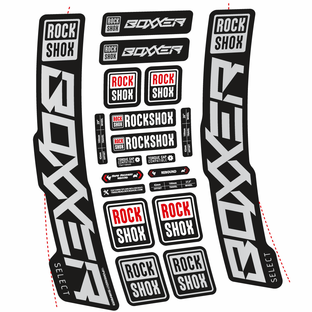 Autocollant Rock Shox Boxxer Select 2021, Fourche 29, Autocollant Vélo vinyle