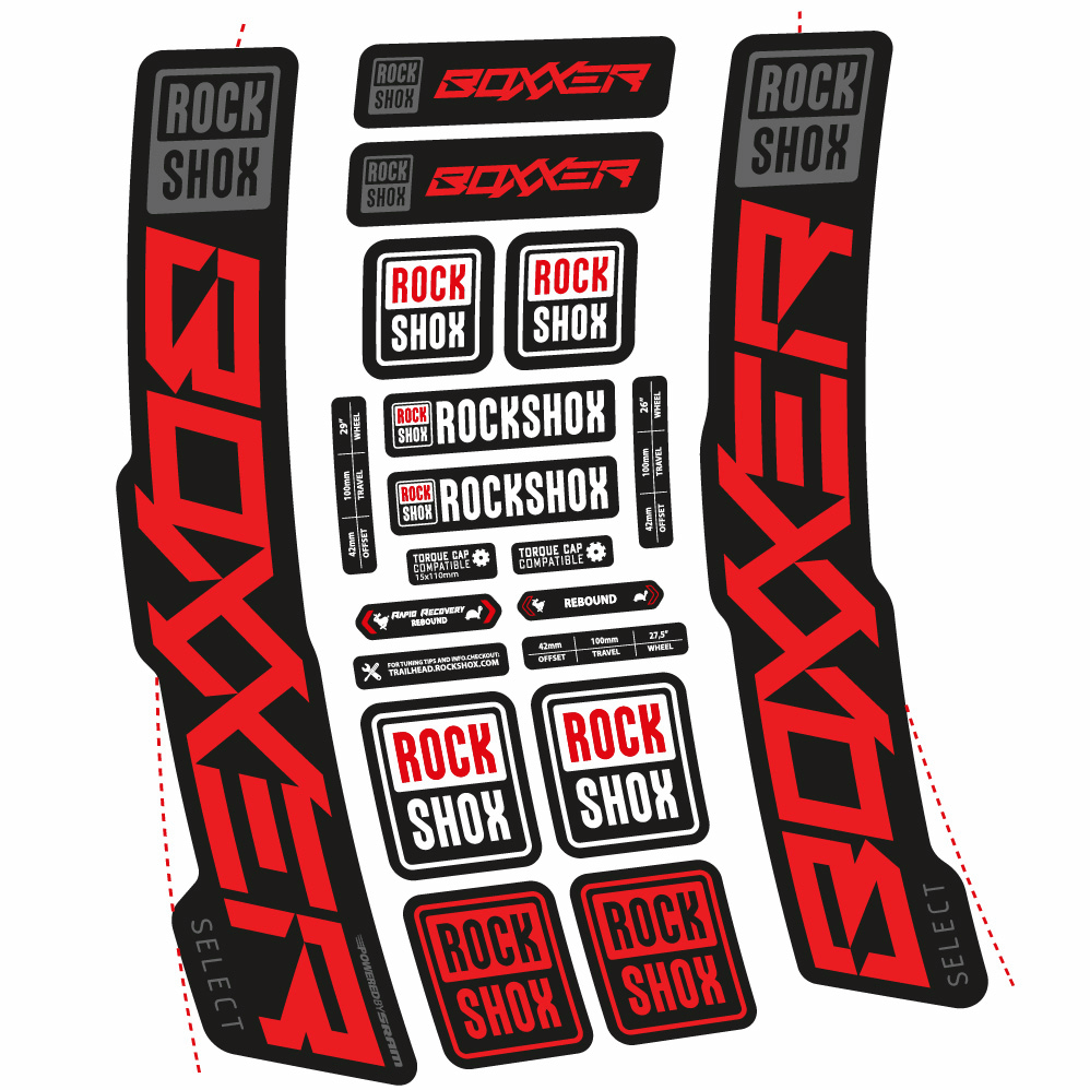 Autocollant Rock Shox Boxxer Select 2021, Fourche 29, Autocollant Vélo vinyle