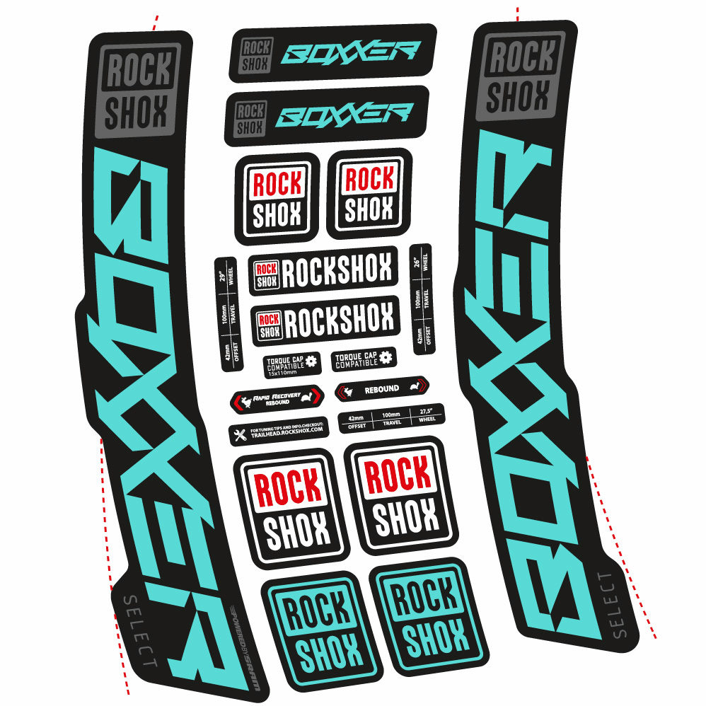 Autocollant Rock Shox Boxxer Select 2021, Fourche 29, Autocollant Vélo vinyle