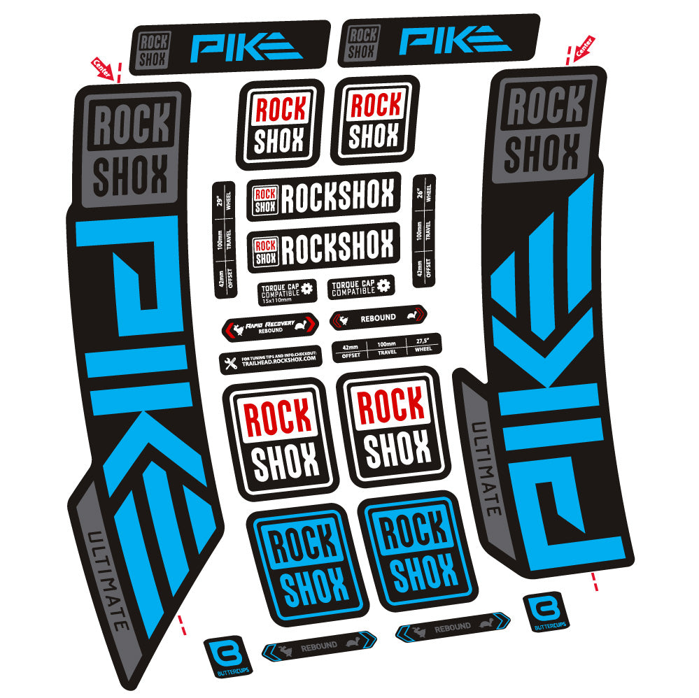 Autocollant Rock Shox Pike Ultimate, Fourche 29, Autocollant Vélo vinyle
