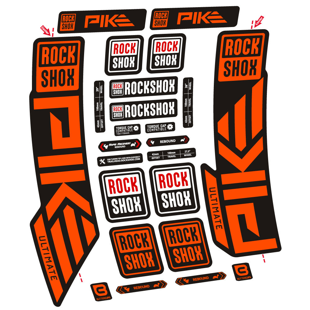 Autocollant Rock Shox Pike Ultimate, Fourche 29, Autocollant Vélo vinyle