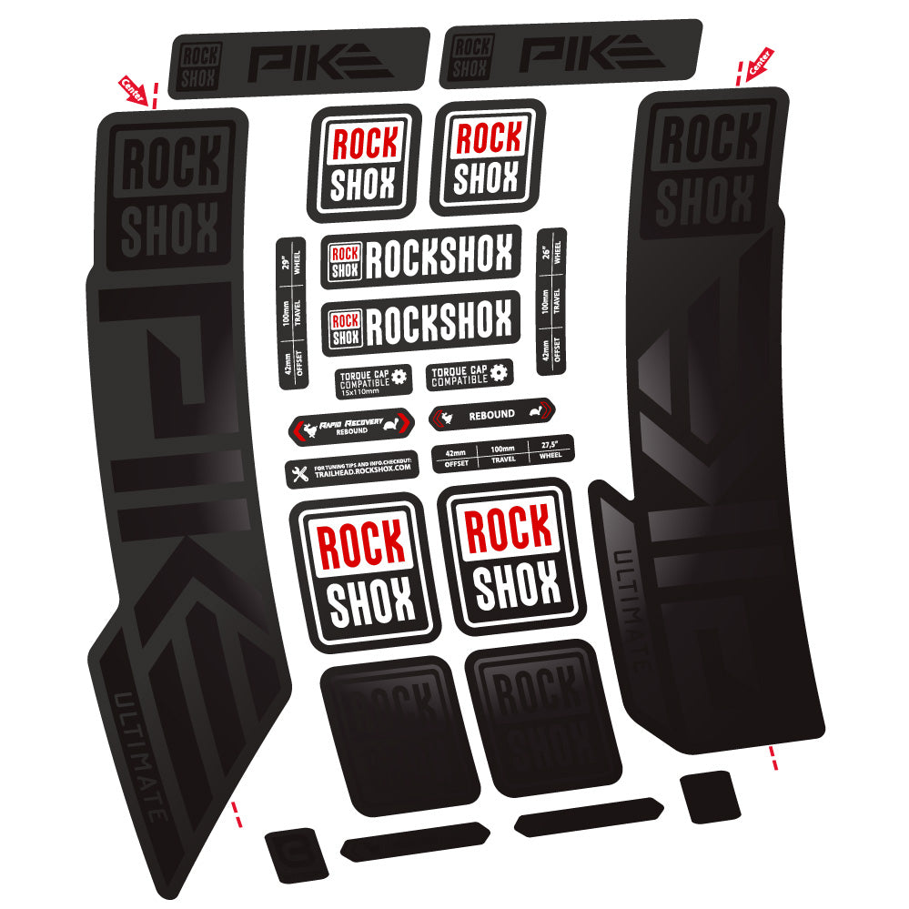 Autocollant Rock Shox Pike Ultimate, Fourche 29, Autocollant Vélo vinyle