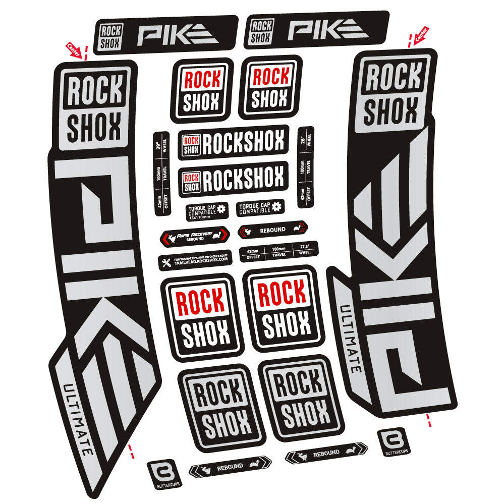 Autocollant Rock Shox Pike Ultimate, Fourche 29, Autocollant Vélo vinyle