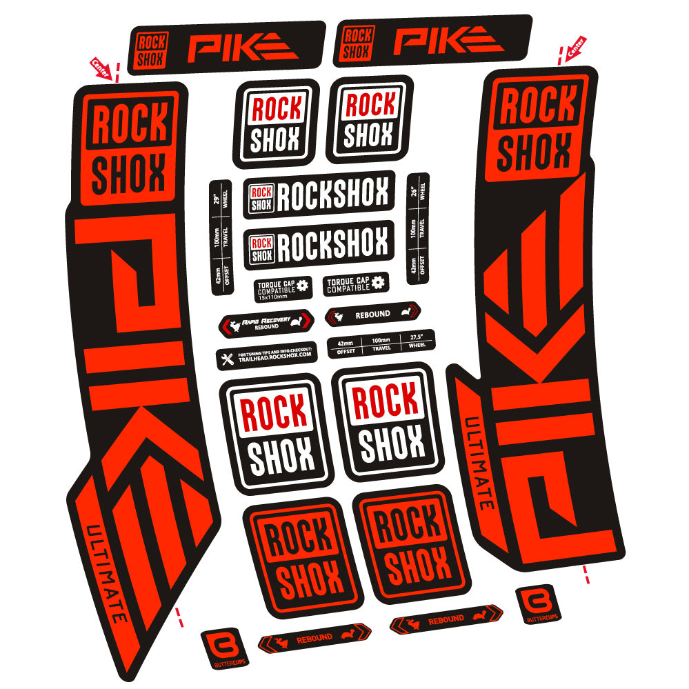 Autocollant Rock Shox Pike Ultimate, Fourche 29, Autocollant Vélo vinyle