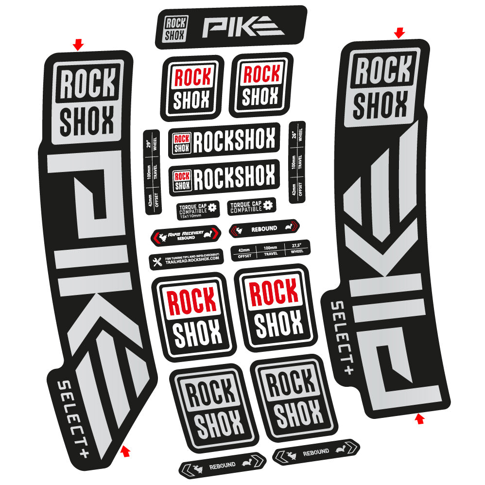 Autocollant Rock Shox Pike Select Plus 2023 Vélo Fourche vinyle autocollant
