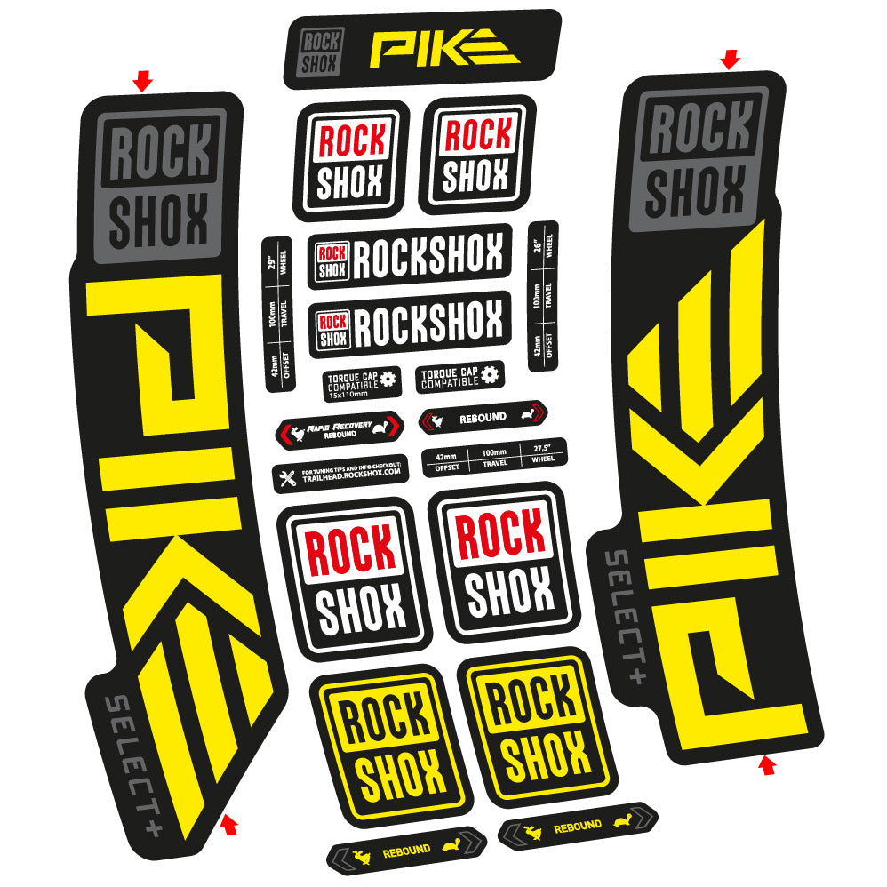 Autocollant Rock Shox Pike Select Plus 2023 Vélo Fourche vinyle autocollant