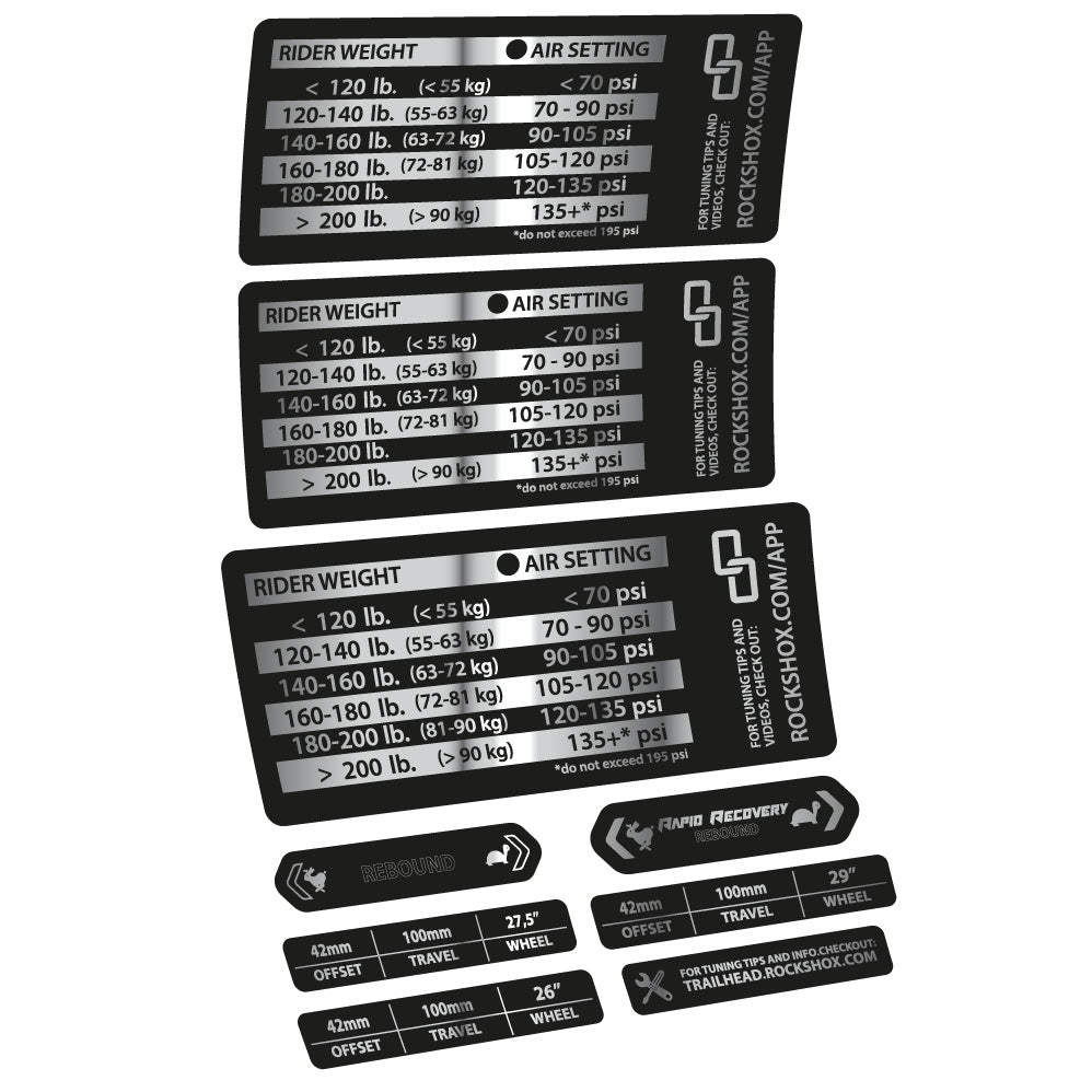 Autocollant Rock Shox RS1 table de pression, Fourche 29, autocollant Vélo vinyle