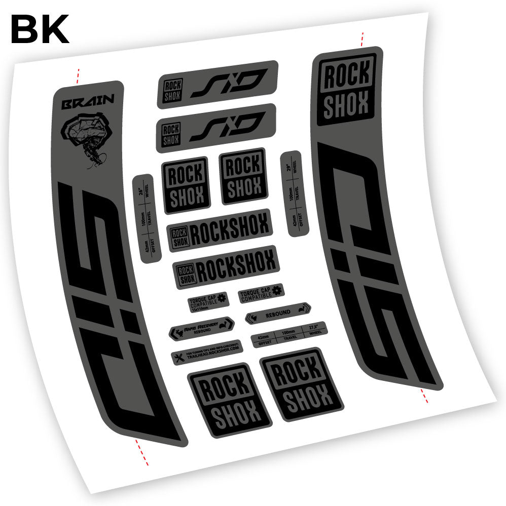 Autocollant, Rock Shox Sid Brain 2021-2024, Vélo Fourche, vinyle autocollant