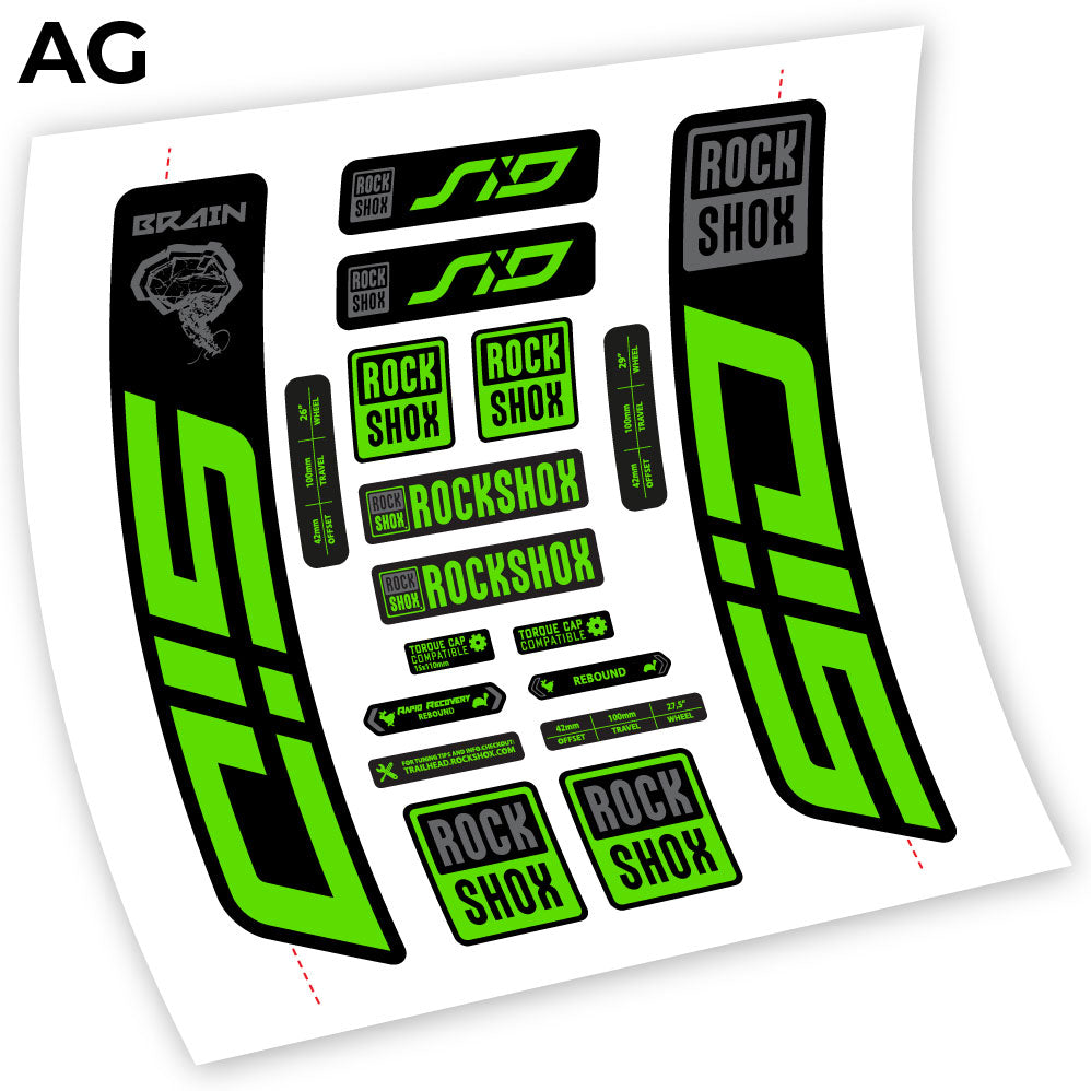 Autocollant, Rock Shox Sid Brain 2021-2024, Vélo Fourche, vinyle autocollant