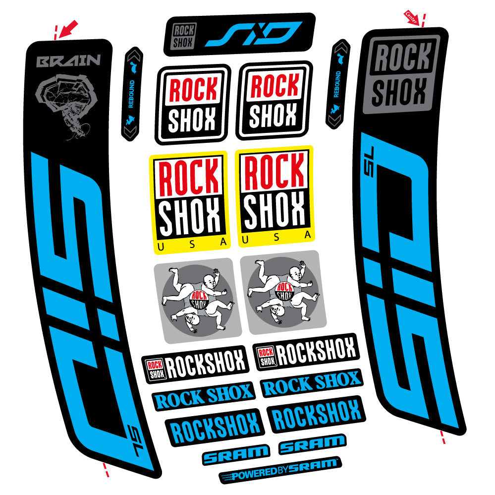 Autocollant Rock Shox Sid Brain SL 2021-2024, Fourche 29, Autocollant vélo vinyle
