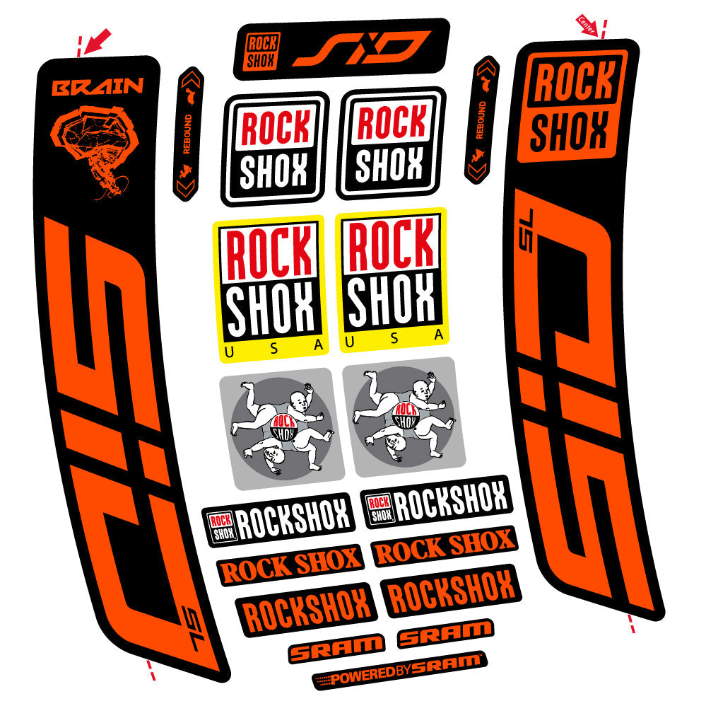 Autocollant Rock Shox Sid Brain SL 2021-2024, Fourche 29, Autocollant vélo vinyle