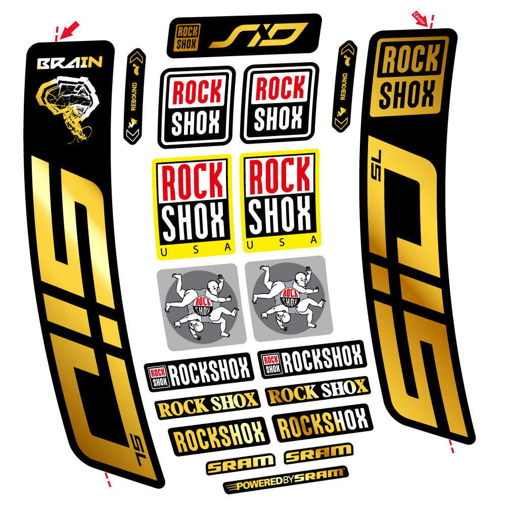 Autocollant Rock Shox Sid Brain SL 2021-2024, Fourche 29, Autocollant vélo vinyle
