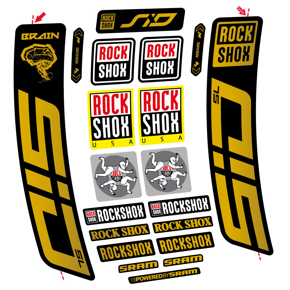 Autocollant Rock Shox Sid Brain SL 2021-2024, Fourche 29, Autocollant vélo vinyle