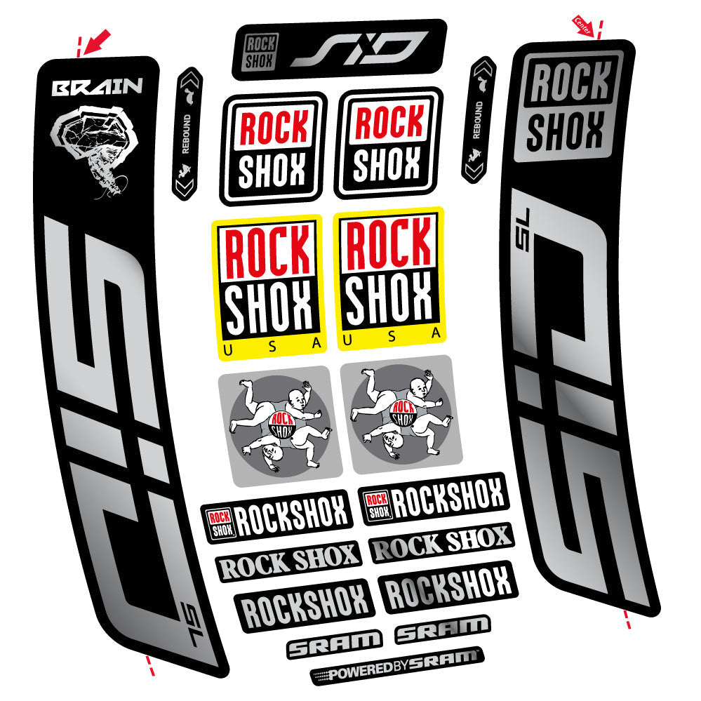 Autocollant Rock Shox Sid Brain SL 2021-2024, Fourche 29, Autocollant vélo vinyle