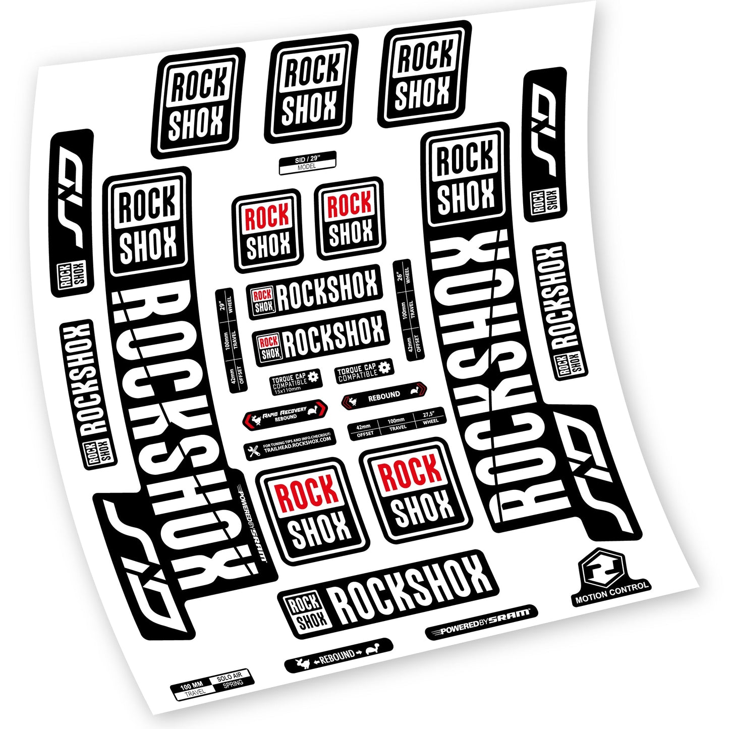 Autocollant Rock Shox Sid 2018 - 2019, Vélo Fourche, autocollant vinyle