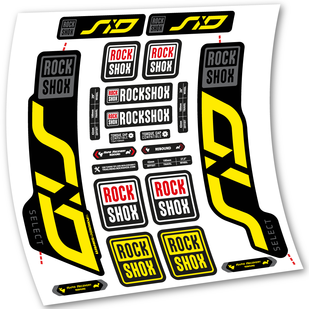 Autocollant, Rock Shox Sid Select 2020, Vélo Fourche, vinyle autocollant