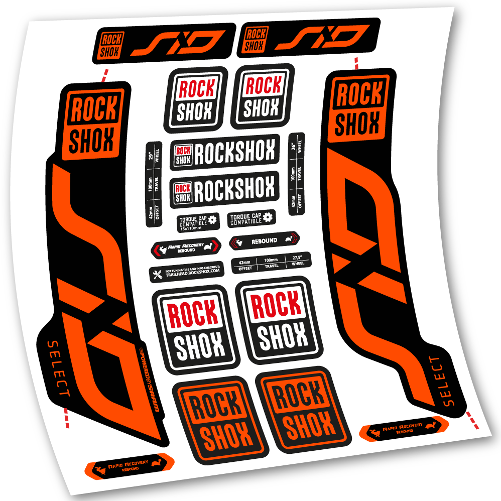 Autocollant, Rock Shox Sid Select 2020, Vélo Fourche, vinyle autocollant