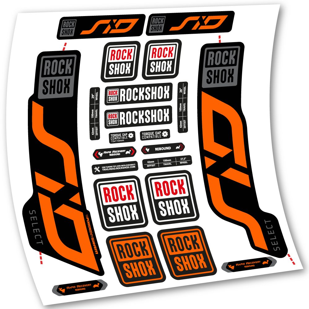 Autocollant, Rock Shox Sid Select 2020, Vélo Fourche, vinyle autocollant