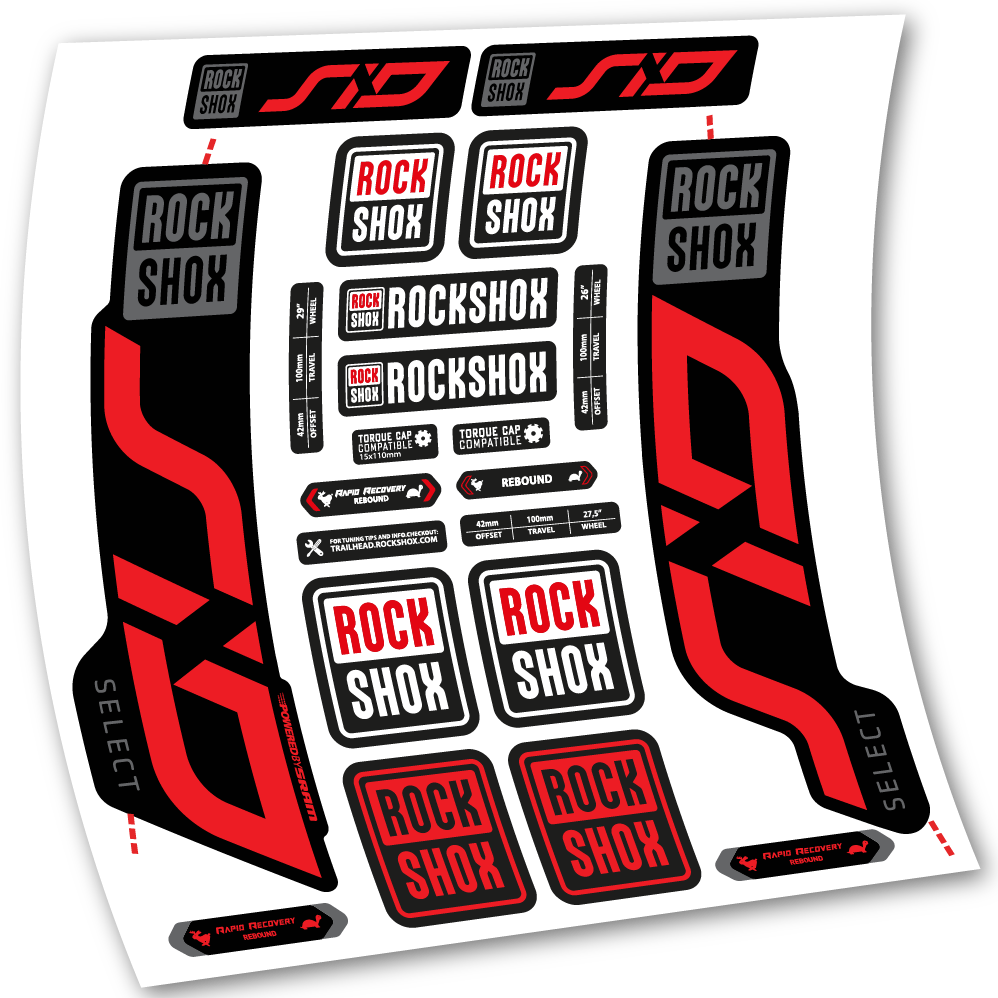 Autocollant, Rock Shox Sid Select 2020, Vélo Fourche, vinyle autocollant