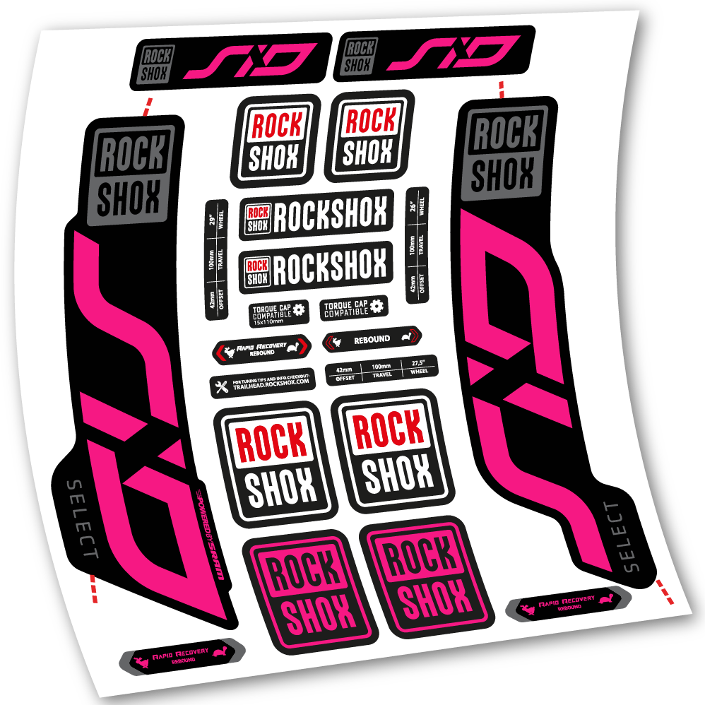 Autocollant, Rock Shox Sid Select 2020, Vélo Fourche, vinyle autocollant