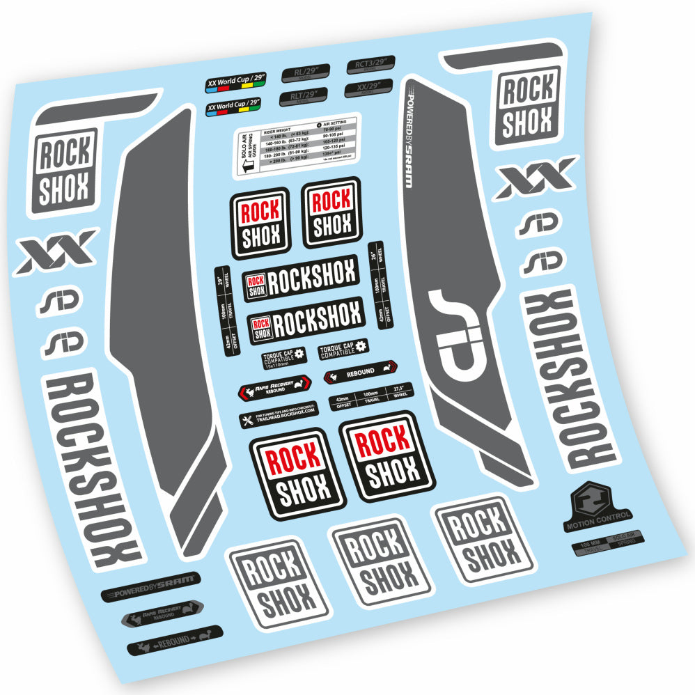 Autocollant Rock Shox Sid WC World Cup 2013, Fourche Blanche 29, Autocollant Vélo vinyle