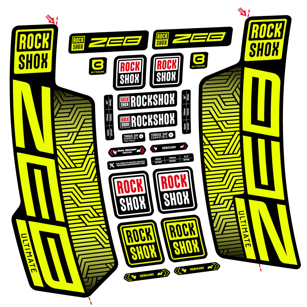 Autocollant Rock Shox Zeb Ultimate Flight Attendant, Fourche 29, Autocollant Vélo vinyle