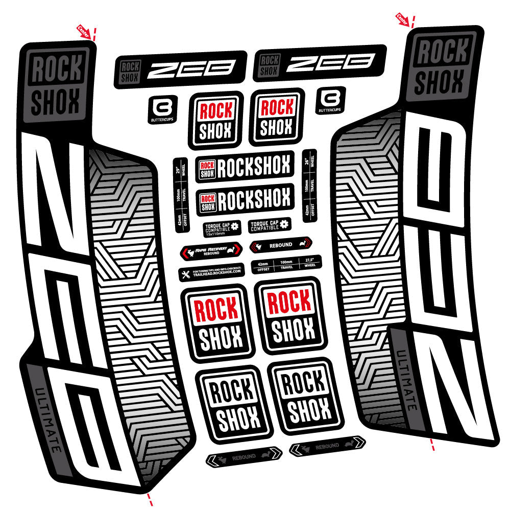 Autocollant Rock Shox Zeb Ultimate Flight Attendant, Fourche 29, Autocollant Vélo vinyle