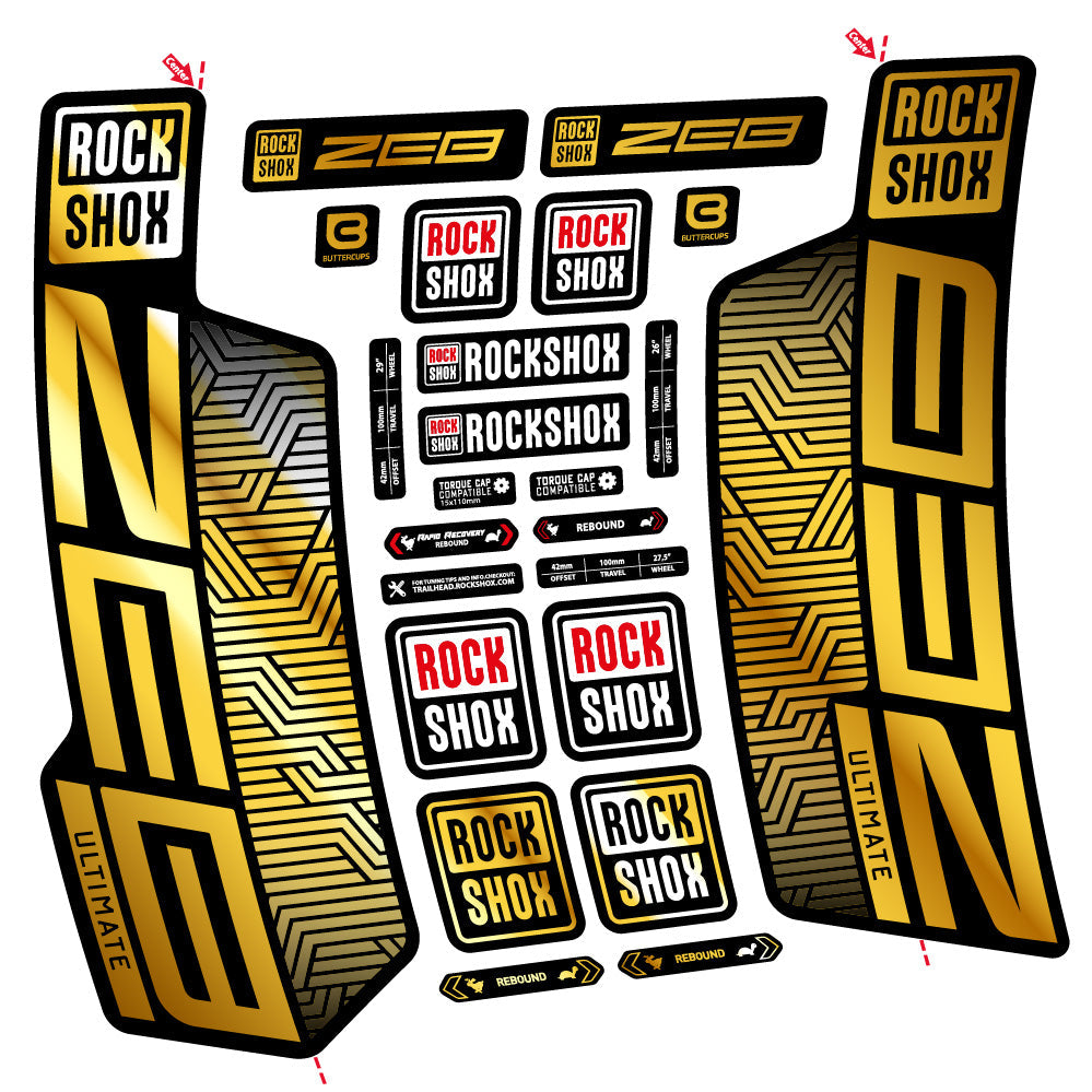 Autocollant Rock Shox Zeb Ultimate Flight Attendant, Fourche 29, Autocollant Vélo vinyle