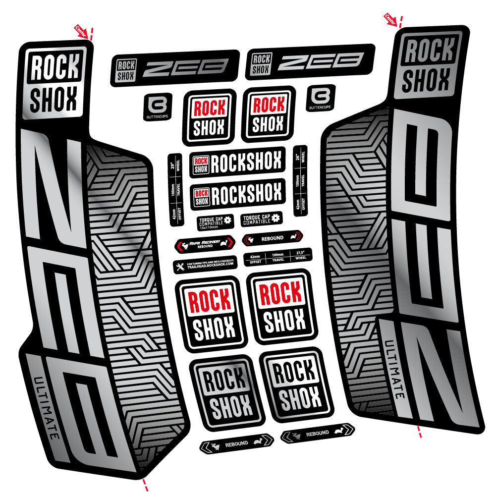 Autocollant Rock Shox Zeb Ultimate Flight Attendant, Fourche 29, Autocollant Vélo vinyle
