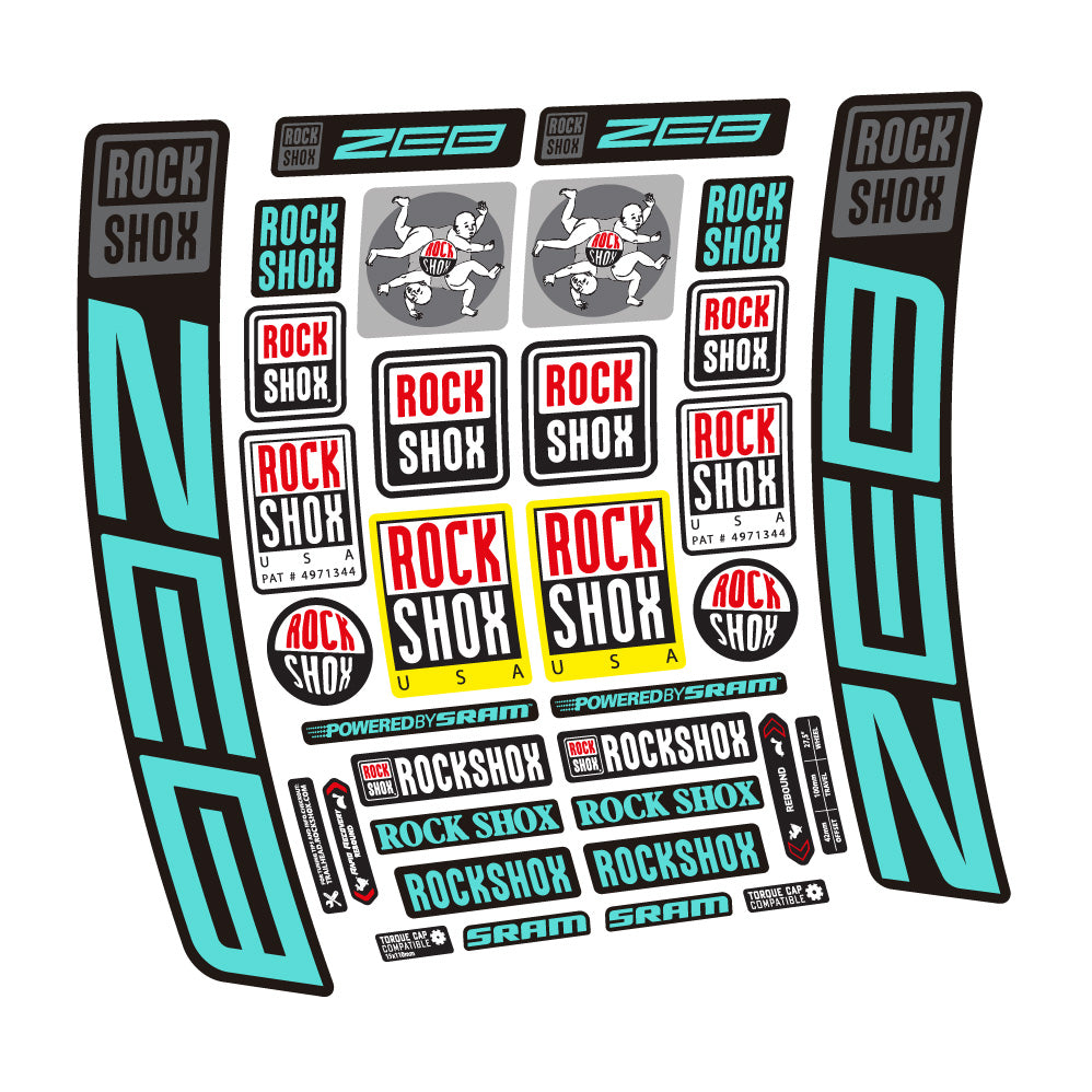 Autocollant Rock Shox ZEB R 2020-2024, Fourche 29, Autocollant vélo vinyle