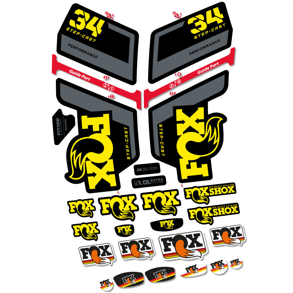 Autocollant FOX 34 Step Cast Performance, Fourche 29, Autocollant vélo vinyle