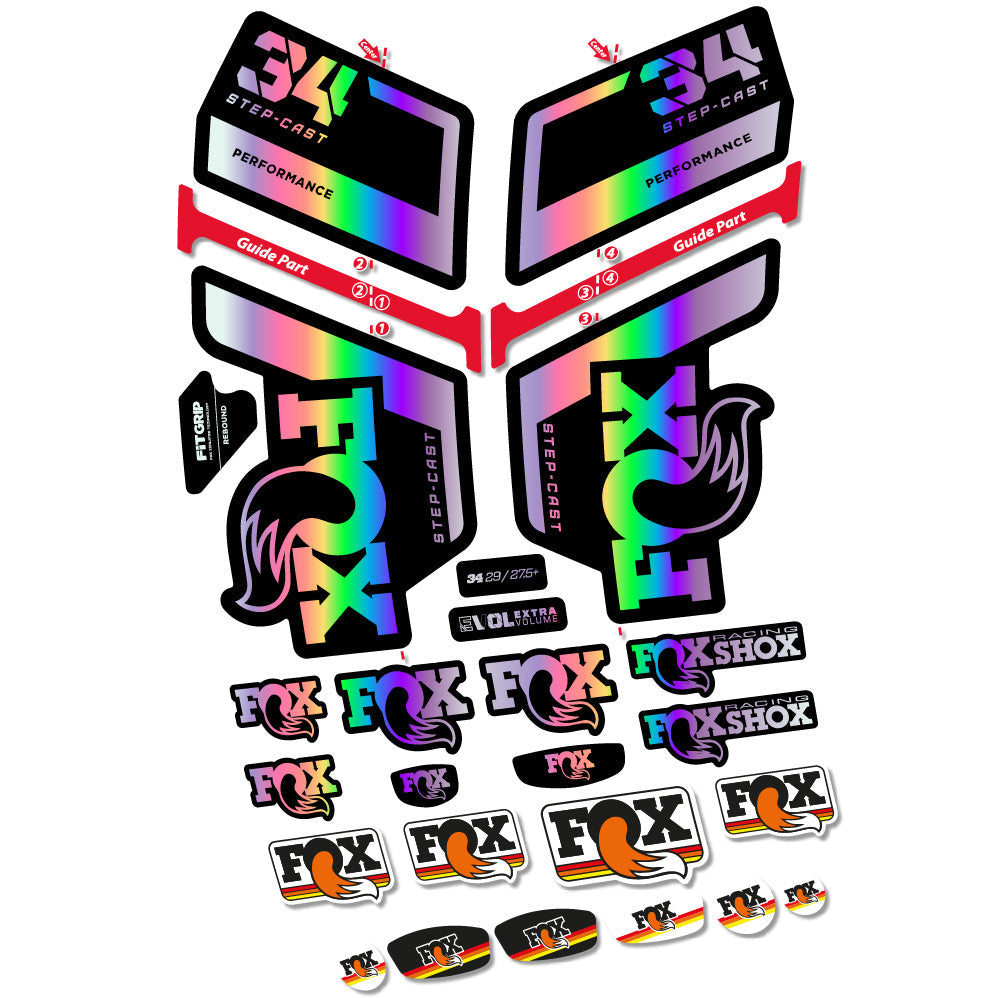 Autocollant FOX 34 Step Cast Performance, Fourche 29, Autocollant vélo vinyle