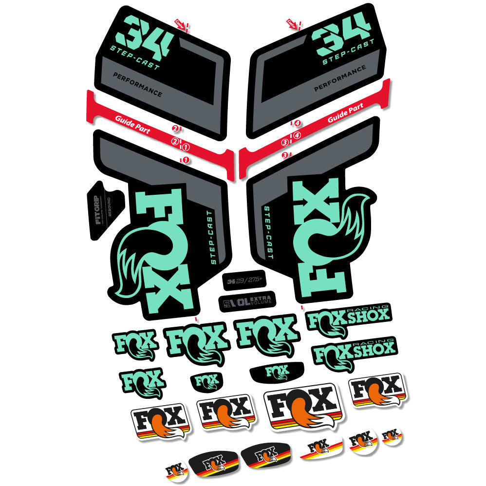 Autocollant FOX 34 Step Cast Performance, Fourche 29, Autocollant vélo vinyle