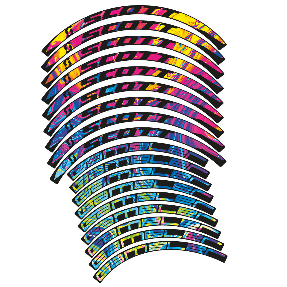 Autocollant Scott Gambler, Roues VTT 27.5, Autocollant Vélo vinyle