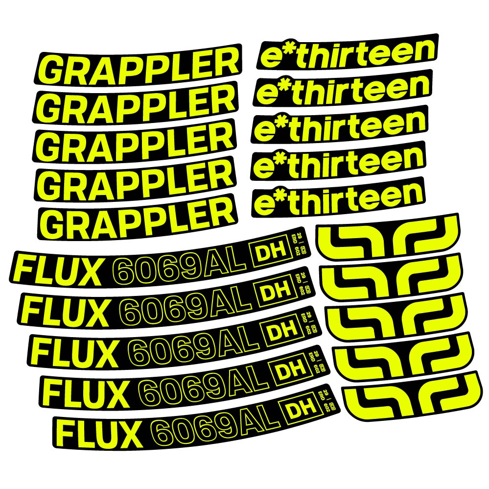 Autocollant E-Thirteen Grappler Flux Alloy Downhill, Roues VTT 29, Vélo vinyle sticker
